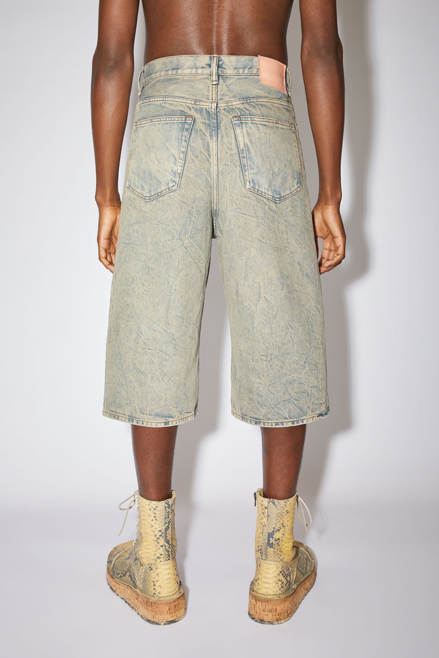 Organic denim shorts - Light blue/brown - 3