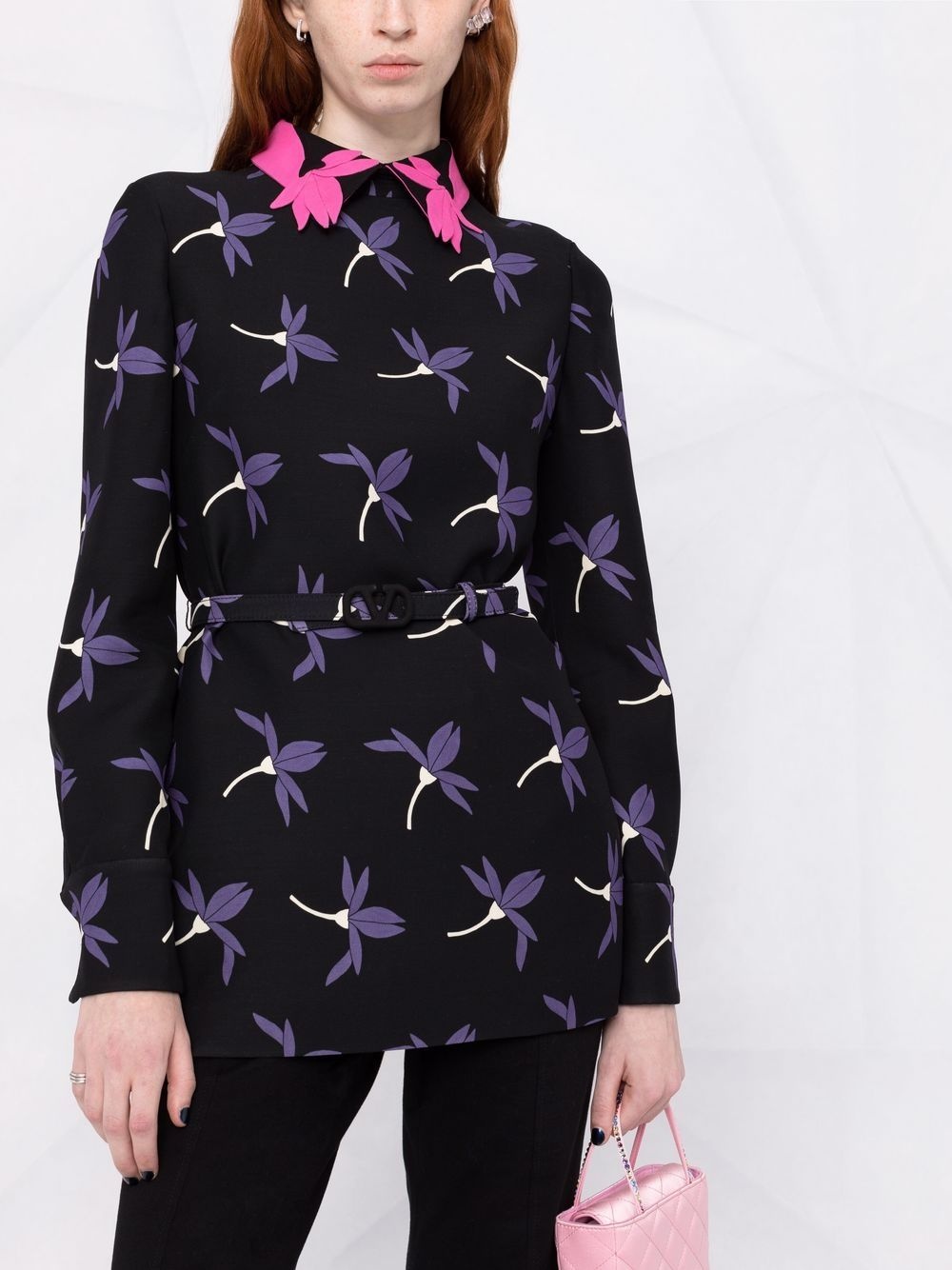 Fairy Flowers print belted shirt - 3