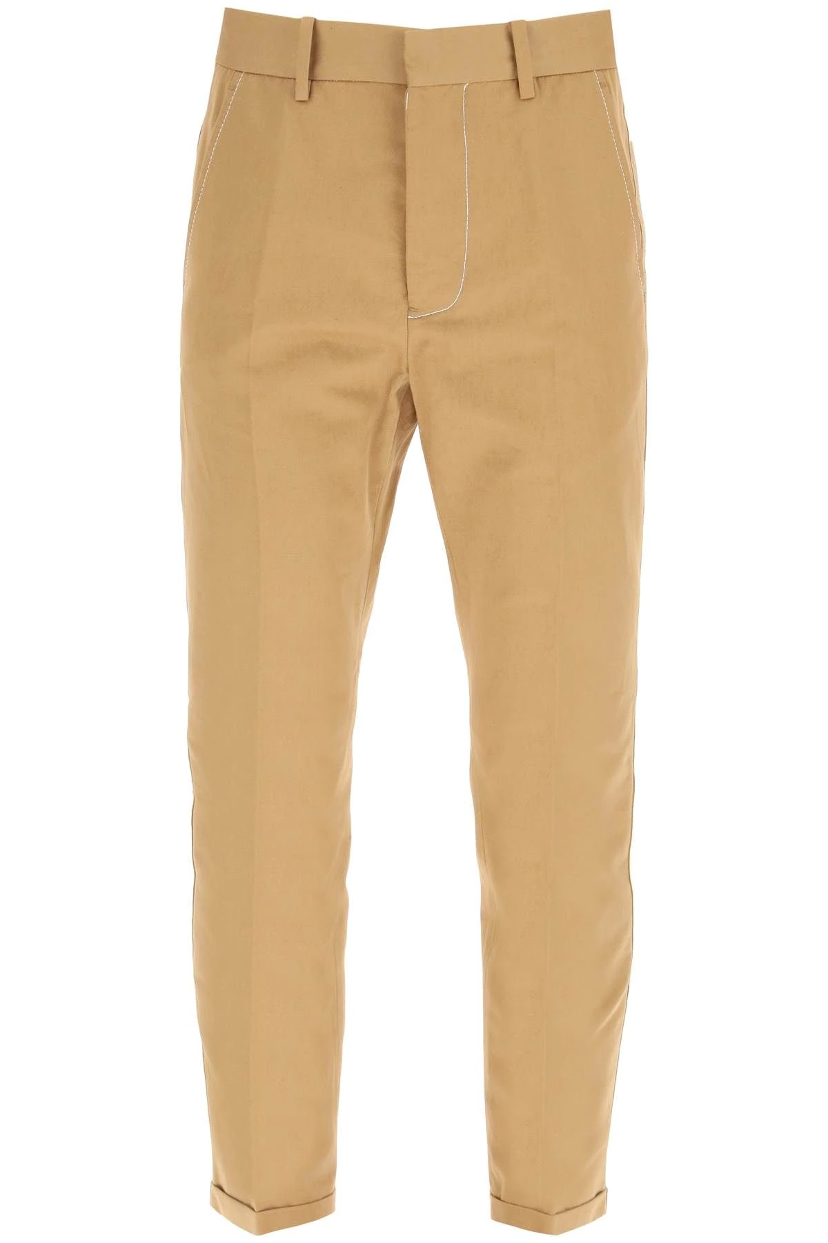 COTTON AND LINEN DRILL TROUSERS - 1