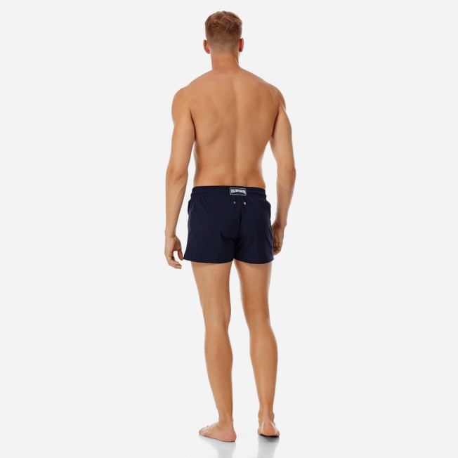 Men short and fitted stretch Swim Trunks solid - 4