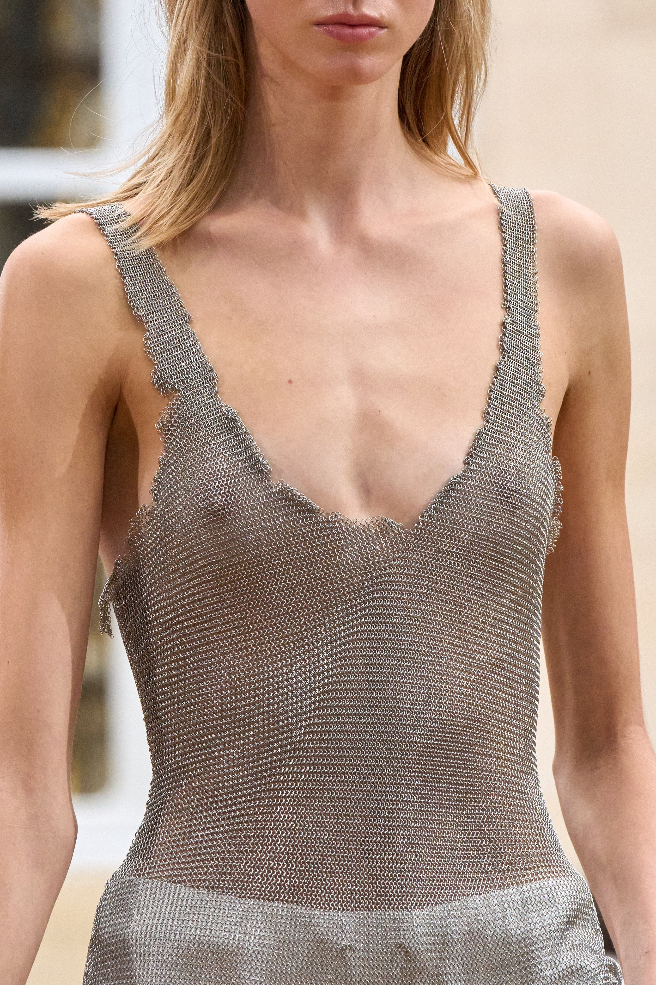 Gwendolin Chainmail Tank Top in Silver Steel - 3