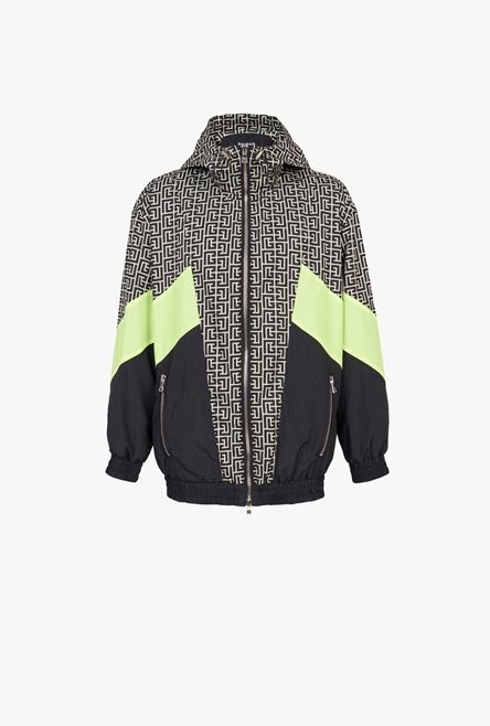 Capsule After ski - Ivory and black hooded nylon jacket with Balmain monogram - 1
