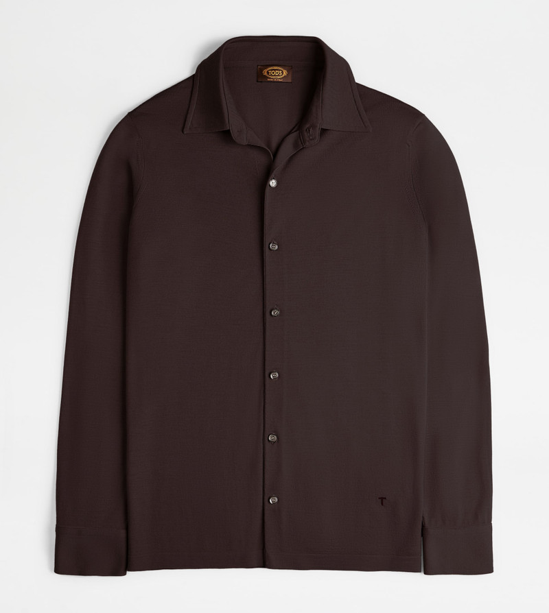SHIRT IN T15 WOOL - BROWN 1