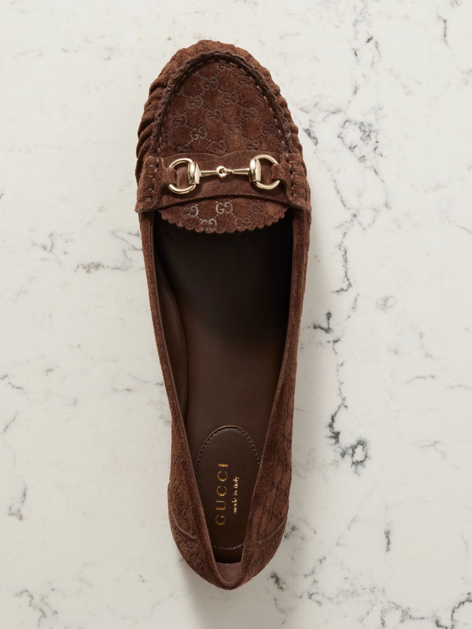 Kensington horsebit-detailed debossed suede loafers Brown - 5