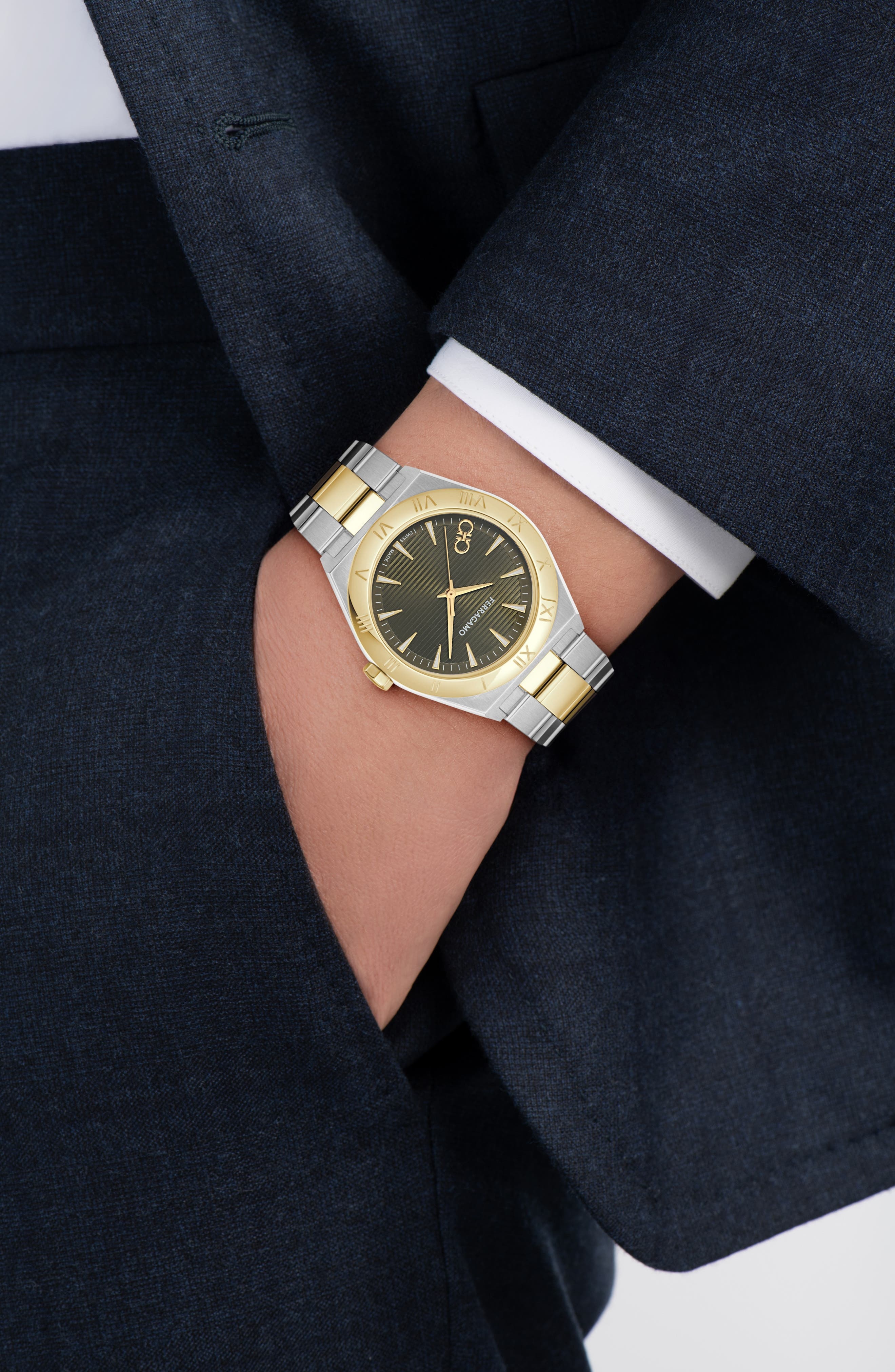 FERRAGAMO Vega Upper East Two-Tone Bracelet Watch, 40mm in Two Tone at Nordstrom - 2