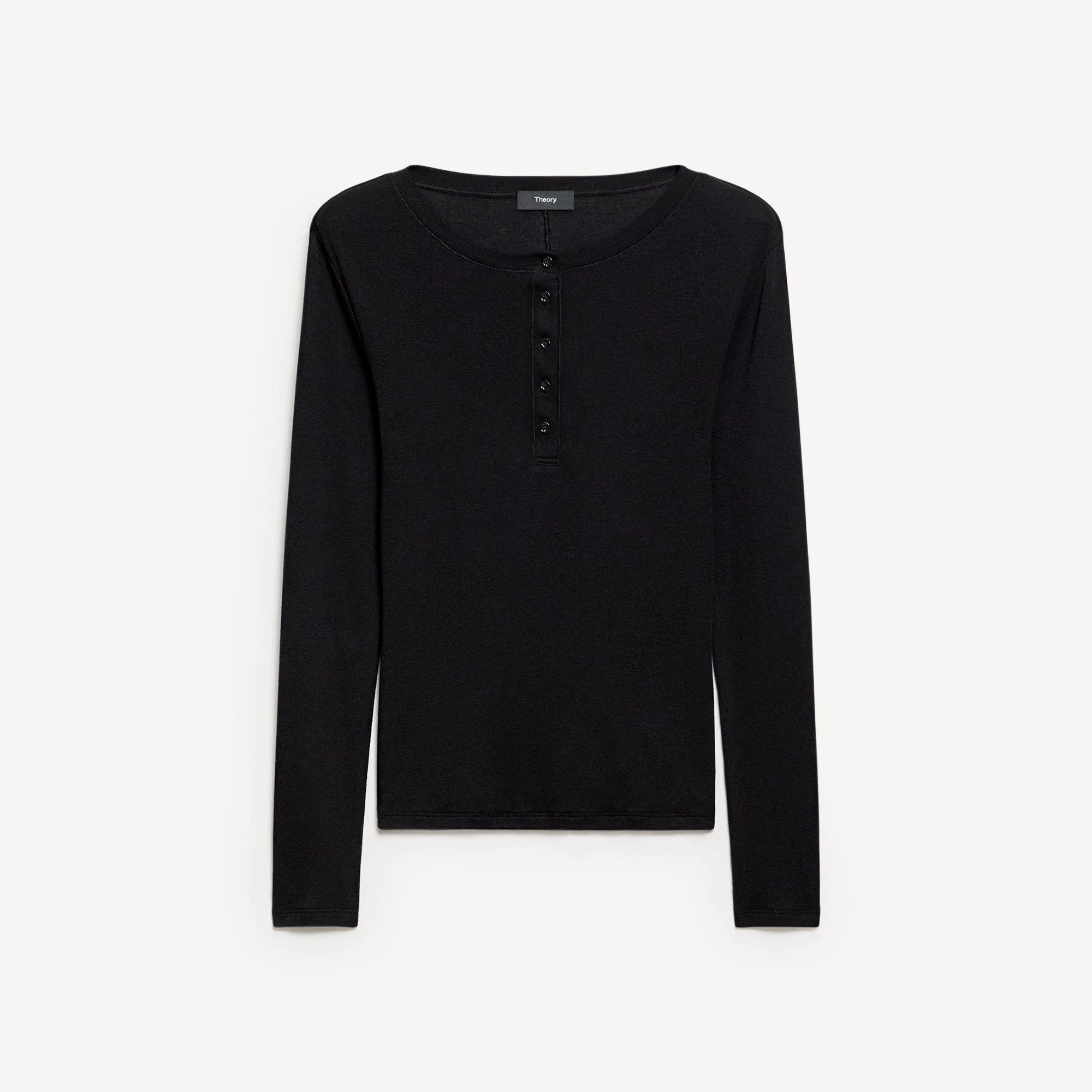 Long-Sleeve Henley Tee in Soft Rib - 1