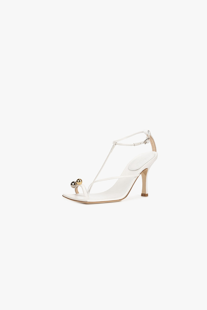 A.W.A.K.E. MODE DELTA T-EMBELLISHED STRAP HEEL SANDAL WHITE outlook