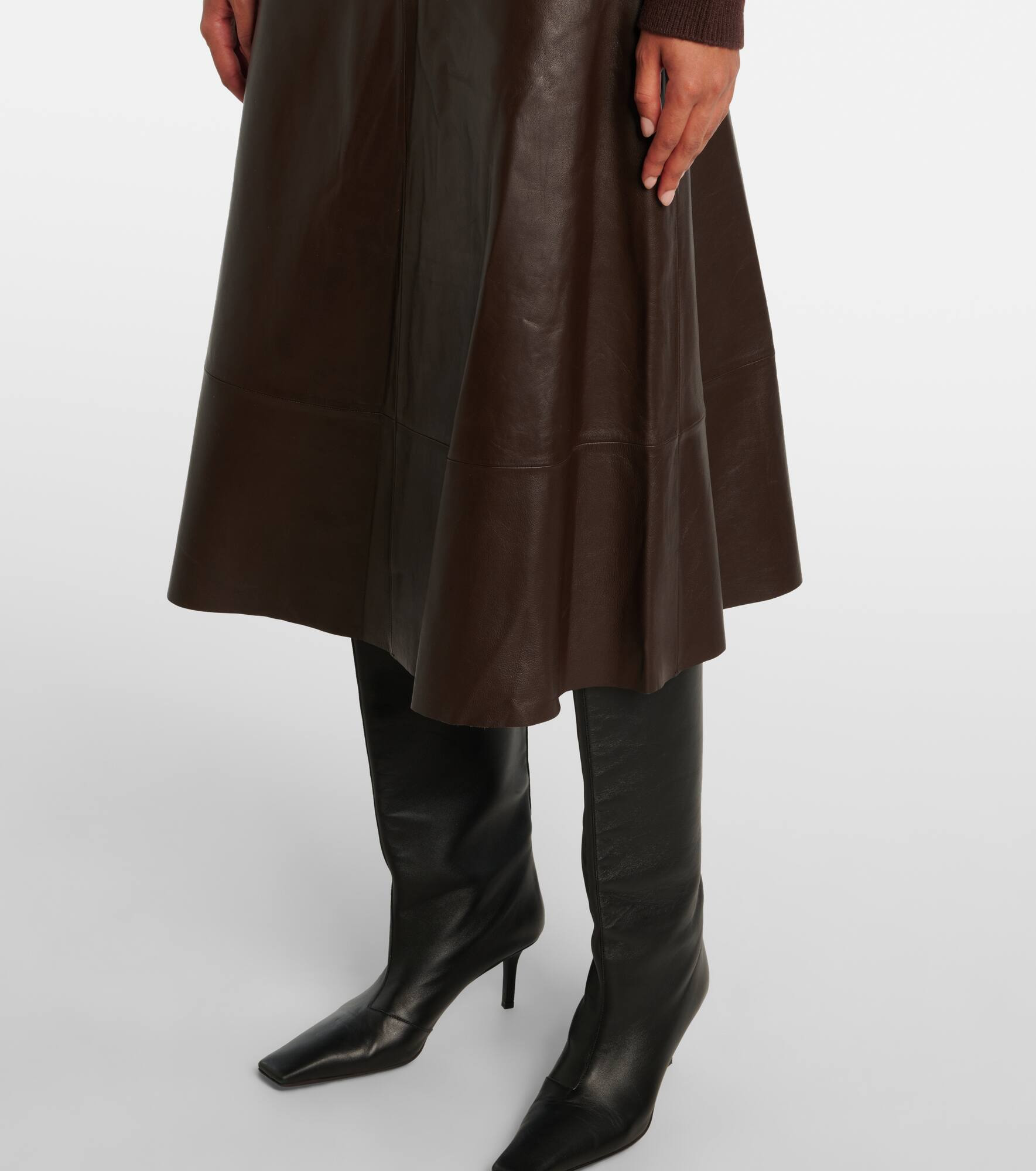 Leather midi skirt - 5