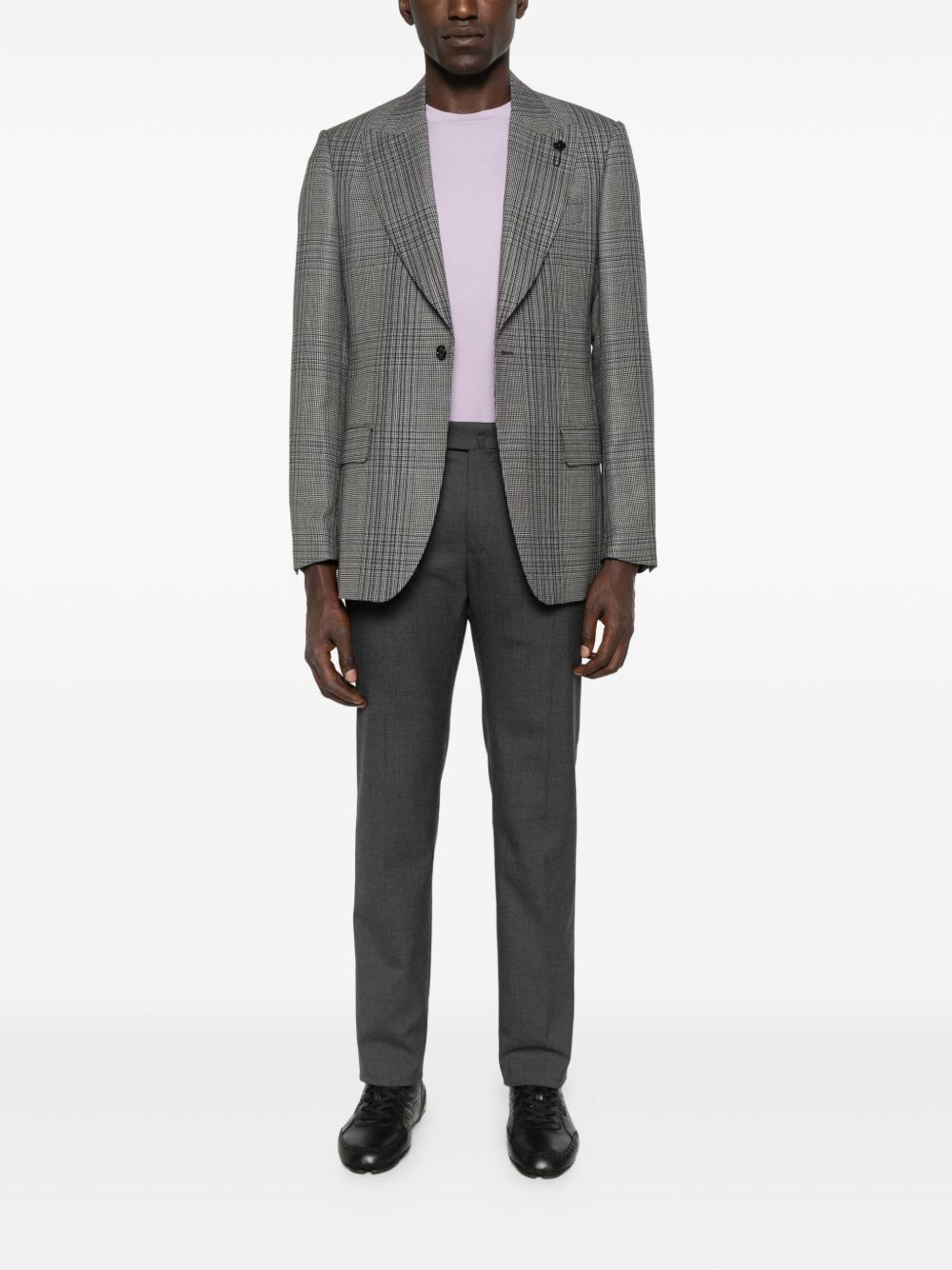 checked single-breasted blazer - 2