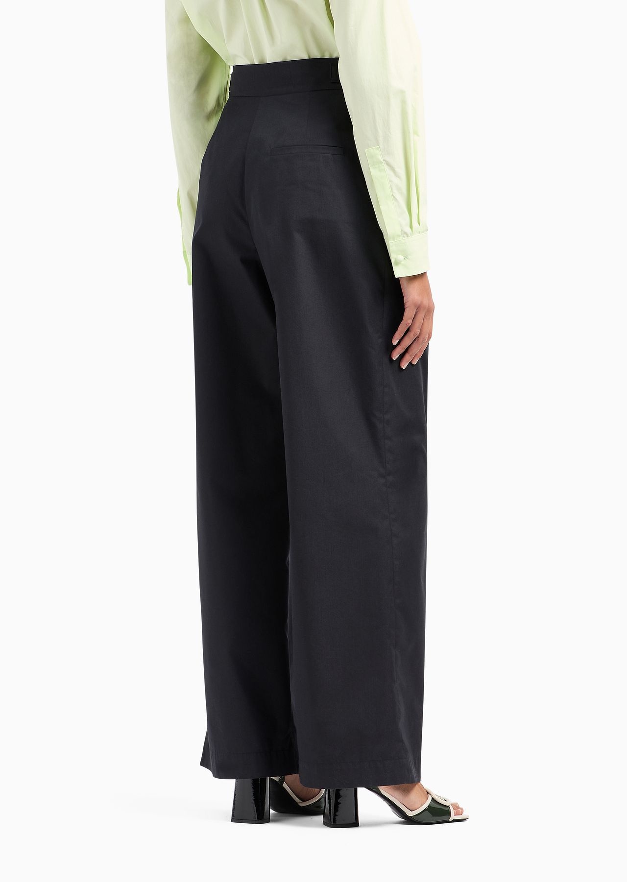 High-rise cotton-blend palazzo trousers - 3