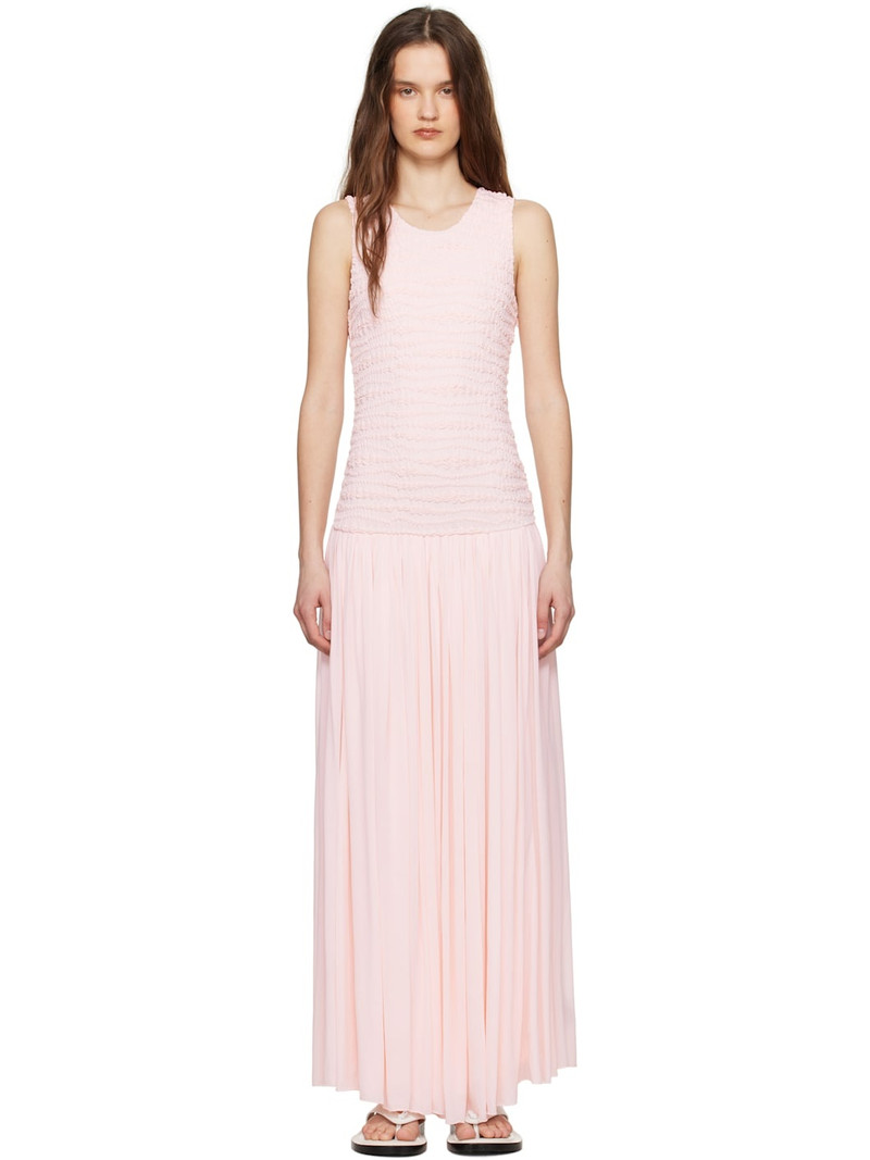 Pink Shirred Maxi Dress 1