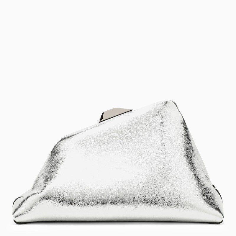 The Attico Day Off Silver Leather Clutch Bag Women - 4