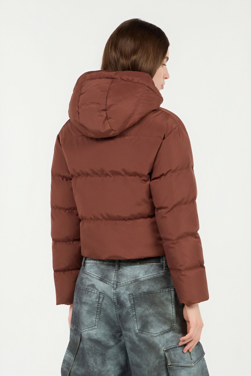 Brown Down Jacket With Monogram Rc 4