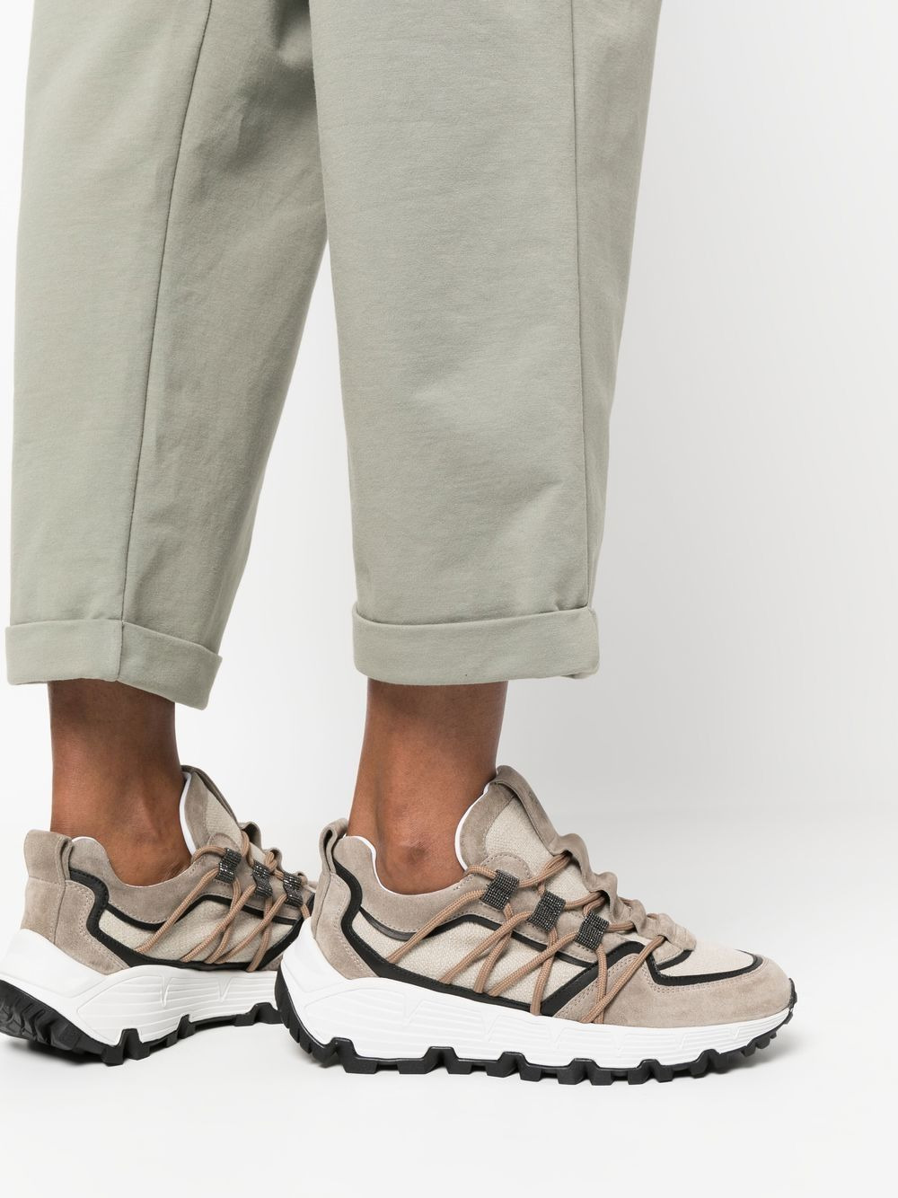 drawstring cropped cotton trousers - 5