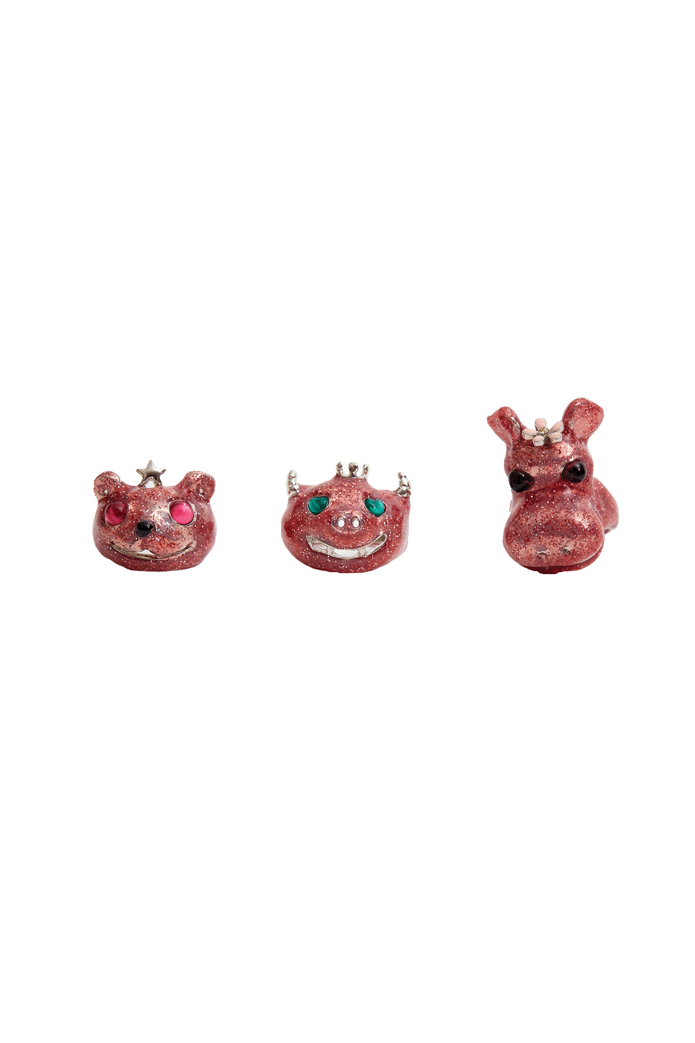PINK GLITTER MUNSTER RING - 2