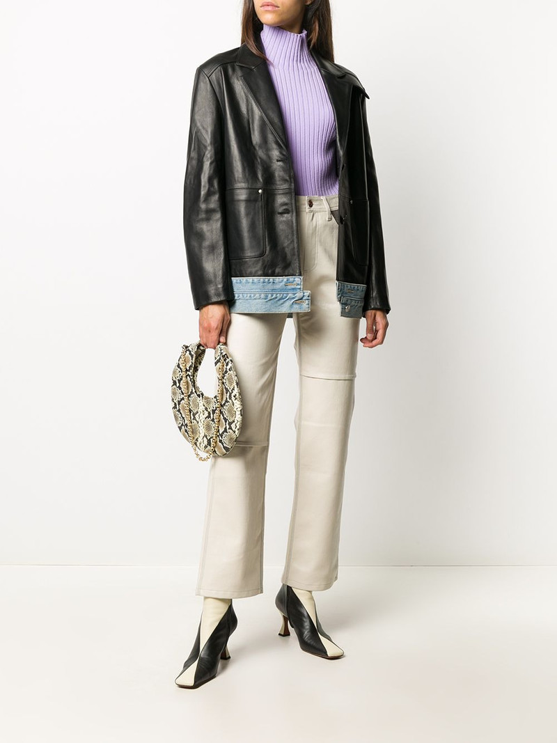 Andersson Bell Molly Denim Layered Leather Jacket outlook