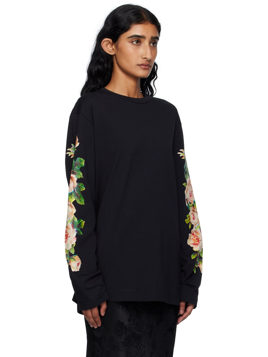 Black Rose Bouquet Long Sleeve T-shirt - 2