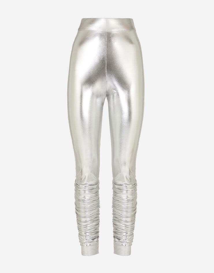 Foiled jersey leggings with draping - 3