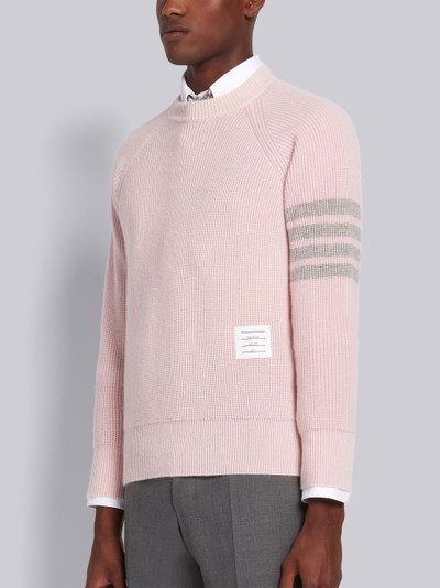 Thom Browne Pink Cashmere Garment Dyed Half Cardigan Stitch Relaxed 4-Bar Pullover Hoodie outlook