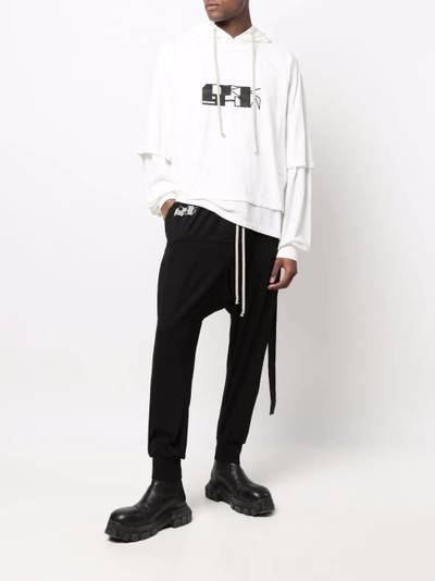 Rick Owens DRKSHDW logo-print drop-crotch trousers outlook