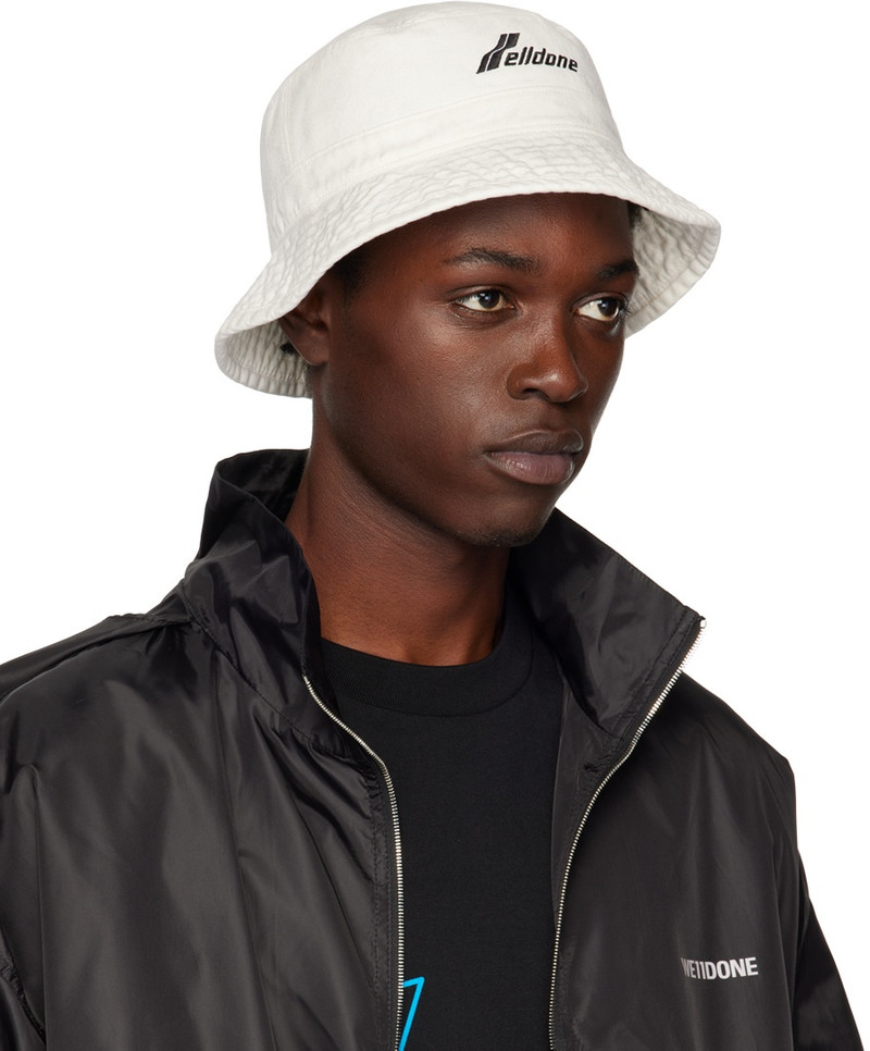 We11done White Washed WD Logo Bucket Hat outlook