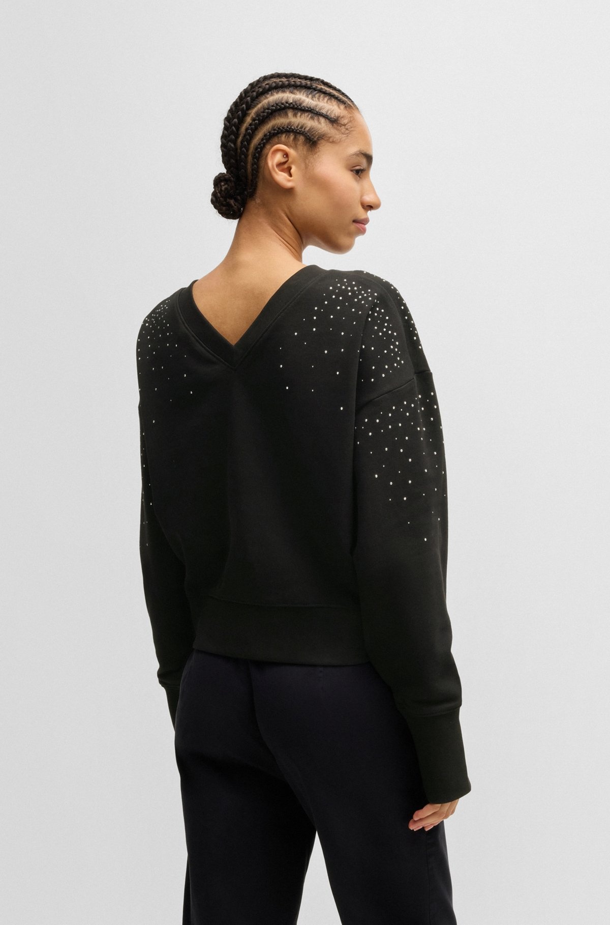 EMBELLISHED SWEATSHIRT IN COTTON TERRY WITH RIBBED TRIMS - 4