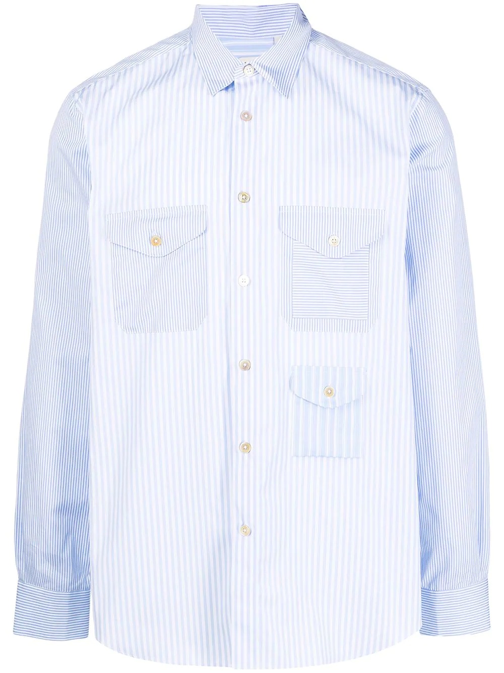 mix-up stripe multi-pocket shirt - 1