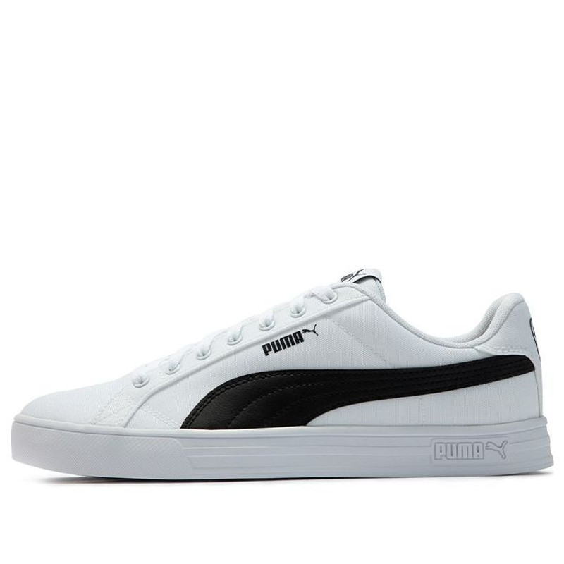 PUMA Smash Vulc Retro Casual Skateboarding Shoes Unisex White Black Shoe 'White Black' 385554-01 - 1
