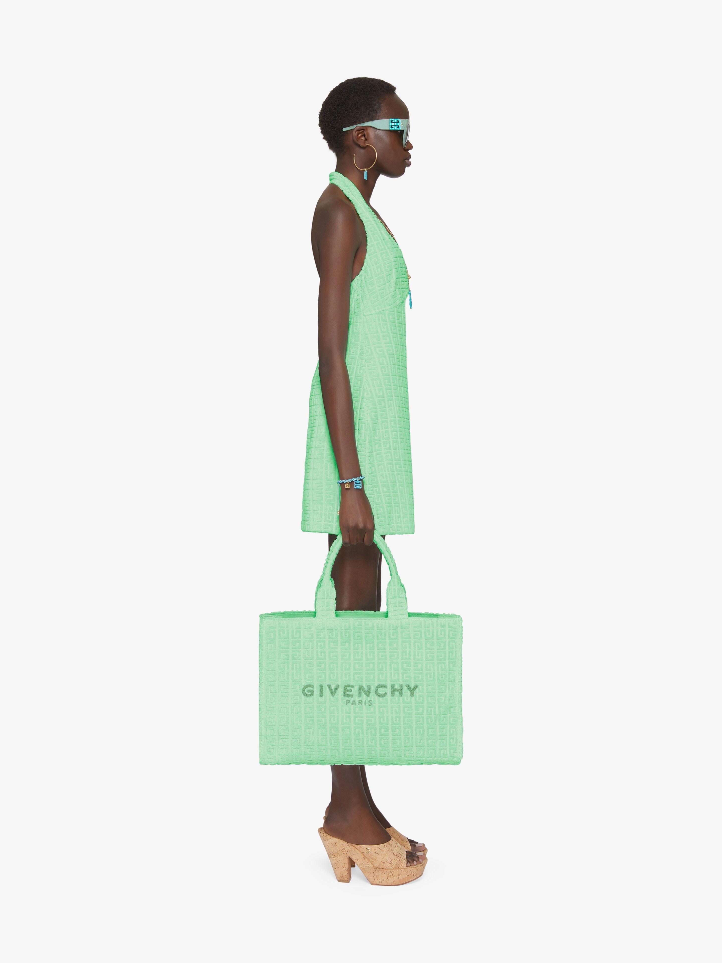 GIVENCHY 4Gモノグラム コットンテリー トートバッグ*AQUA GREEN Givenchy MEDIUM G-TOTE BAG IN 4G COTTON TOWELLING | REVERSIBLE