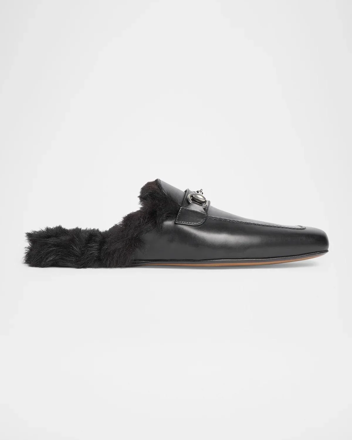 Men's Shearling-Lined Leather Horsebit Slippers - 1