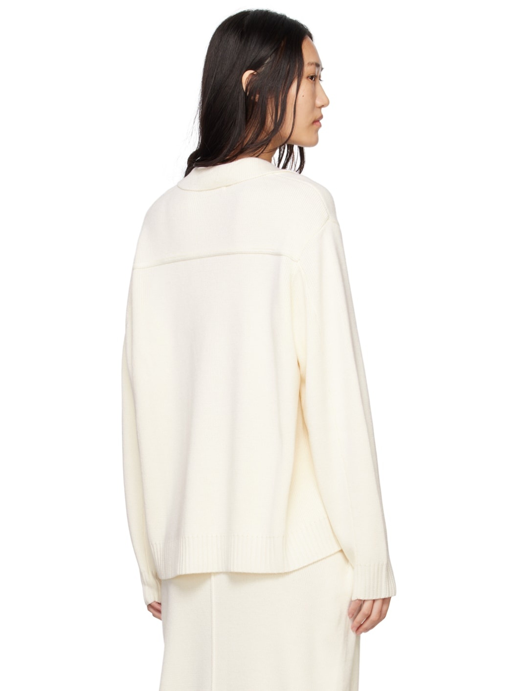 Off-White Spread Collar Polo - 3