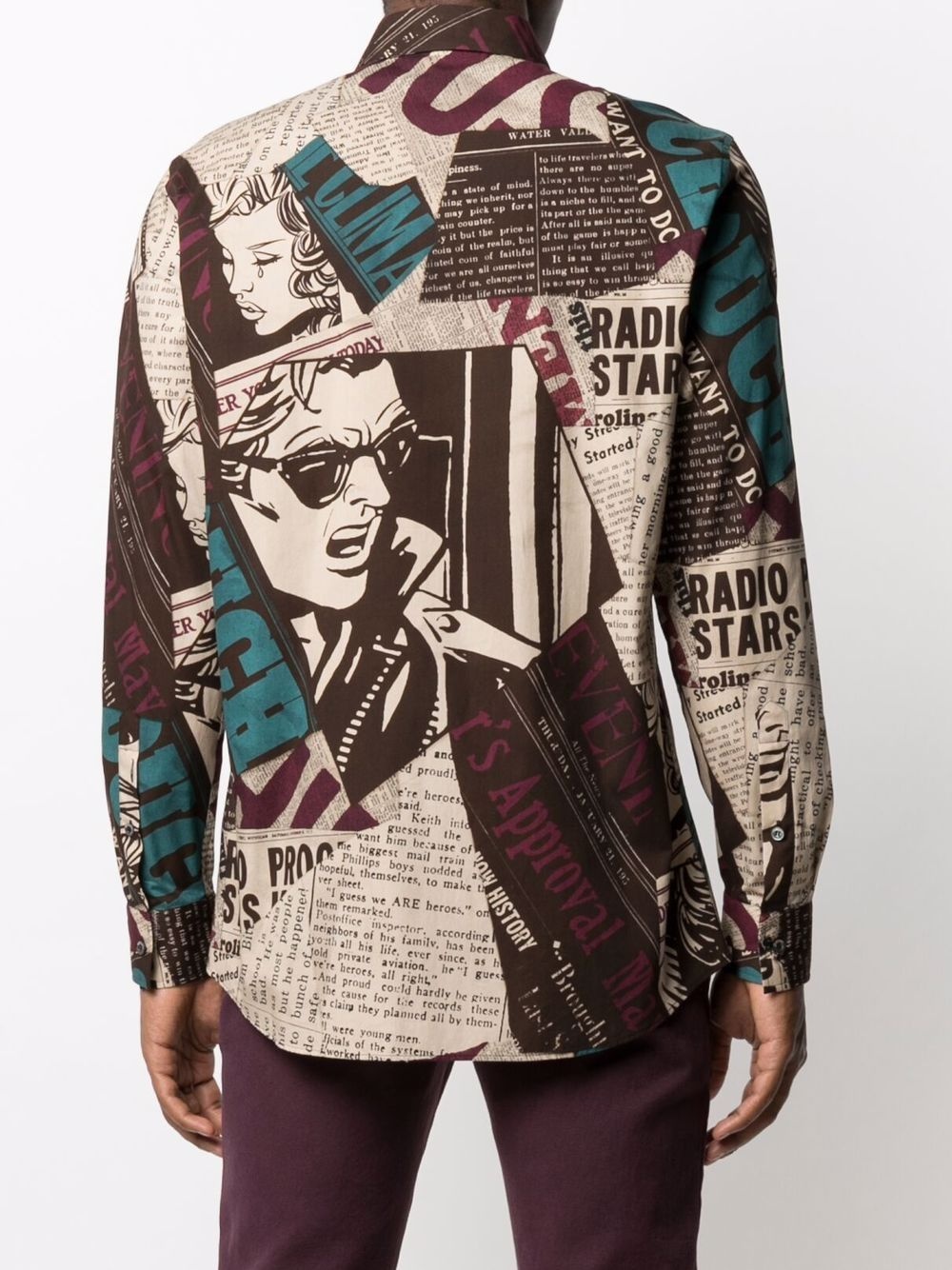 newspaper print long-sleeve shirt - 4