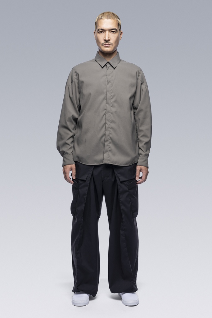 LA10-M Nylon Stretch Polartec® Alpha® Press Button Shirt Jacket Gray
