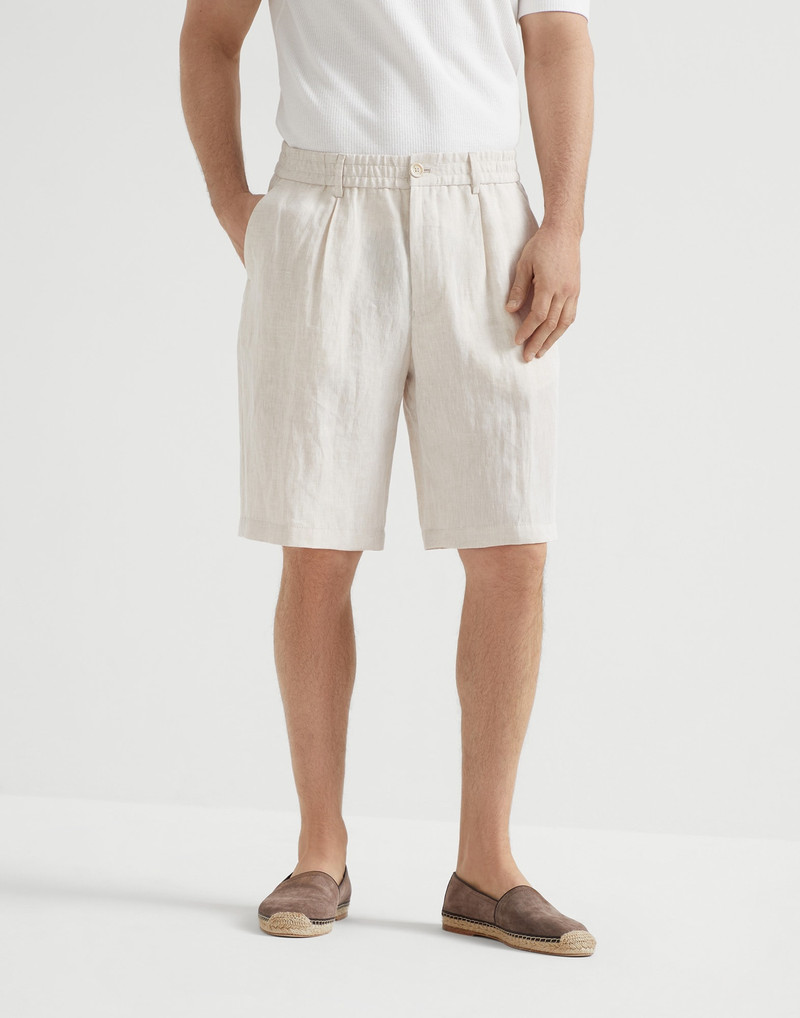 Lightweight linen Bermuda shorts with elasticated waistband 1