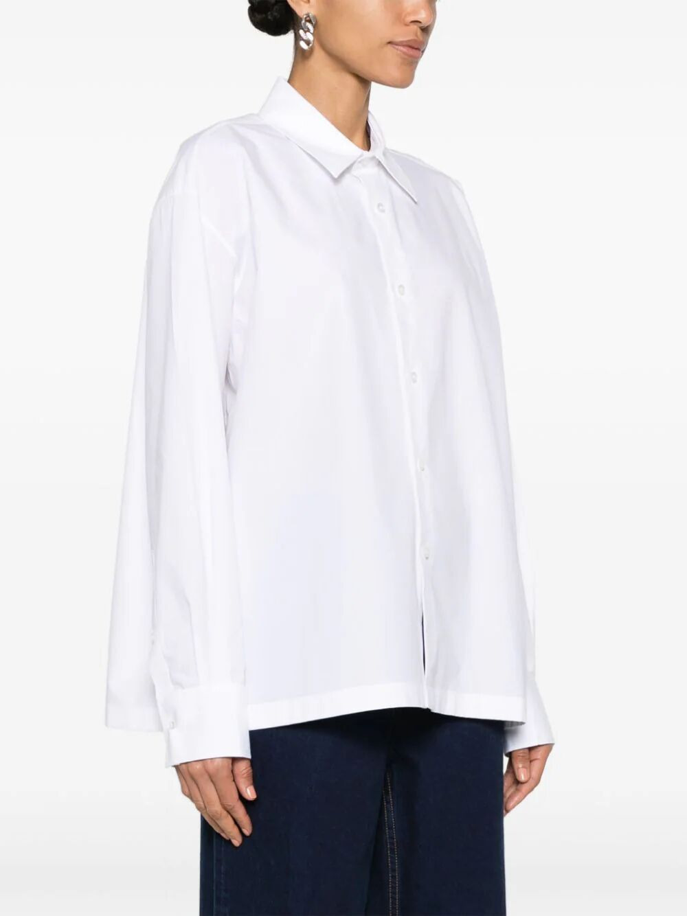 Alexander Wang Women Button Up Long Sleeve Shirt With Logo Apple Patch - 5