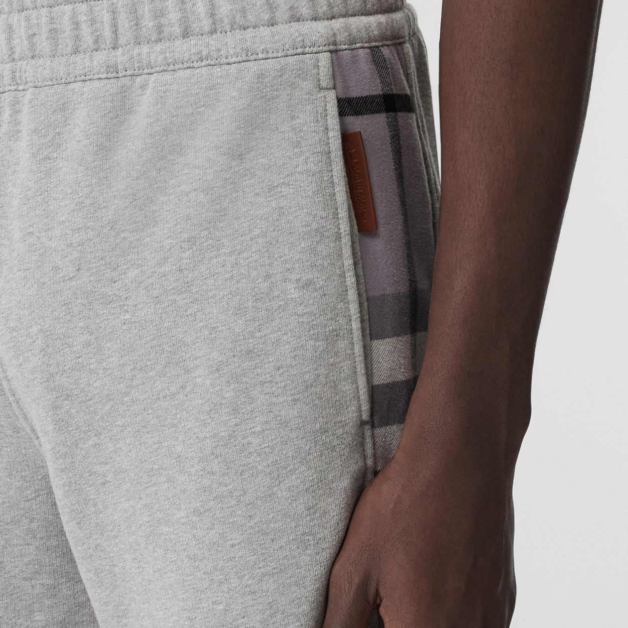 Check Panel Cotton Jogging Pants - 3