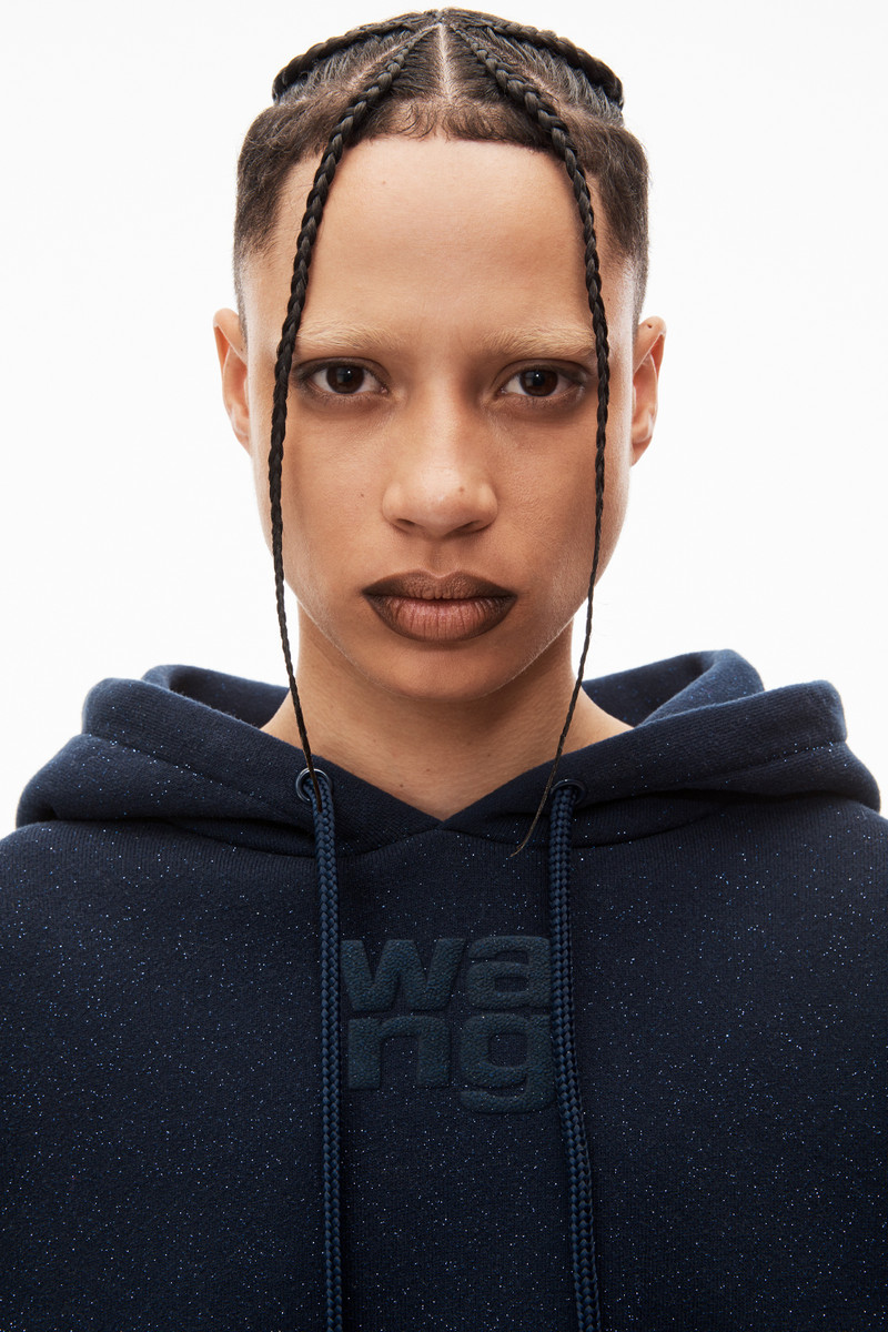 puff logo hoodie in glitter terry 5