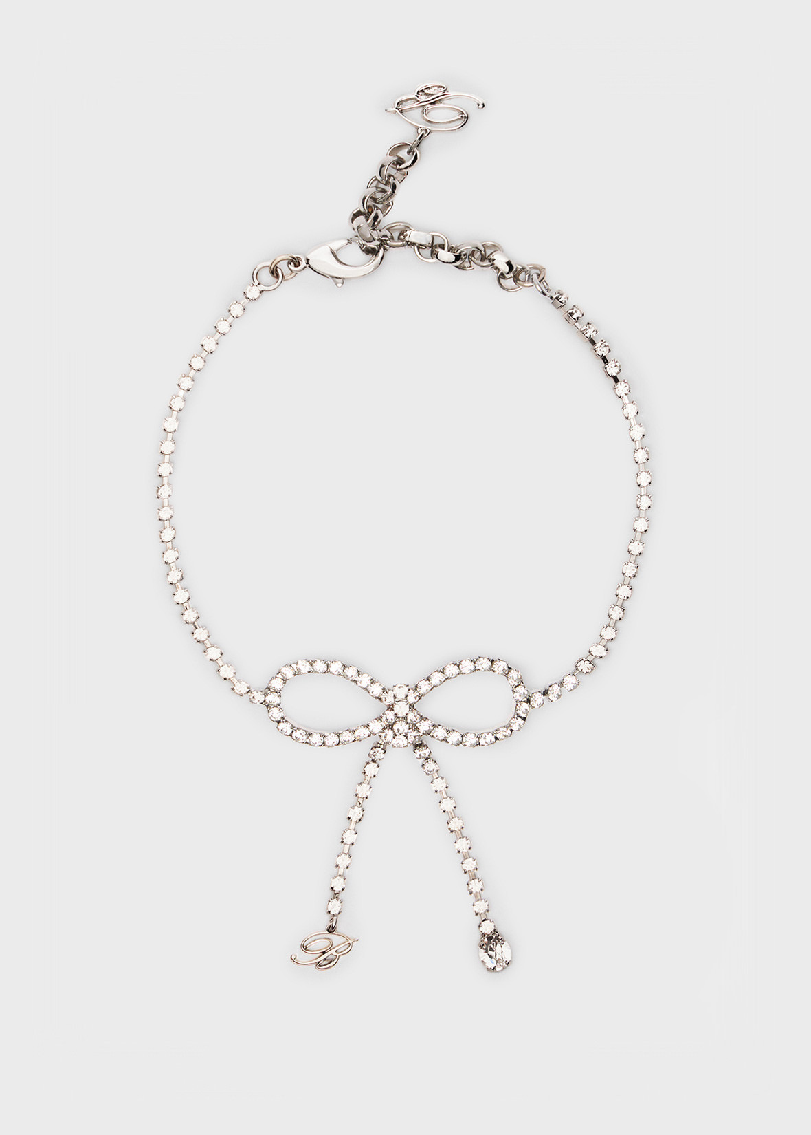 RHINESTONE CHOKER WITH BOW AND B MONOGRAM - 1