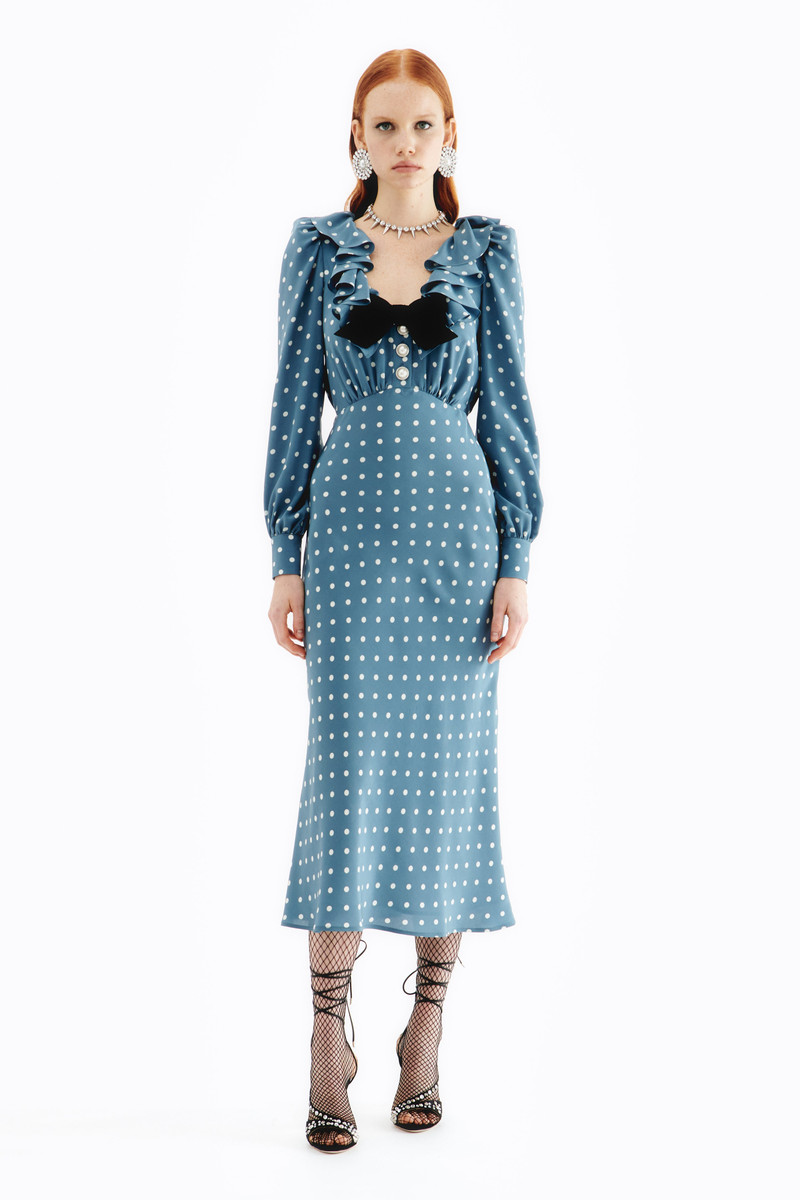 Alessandra Rich POLKA DOT SILK DRESS WITH VOLANT COLLAR outlook