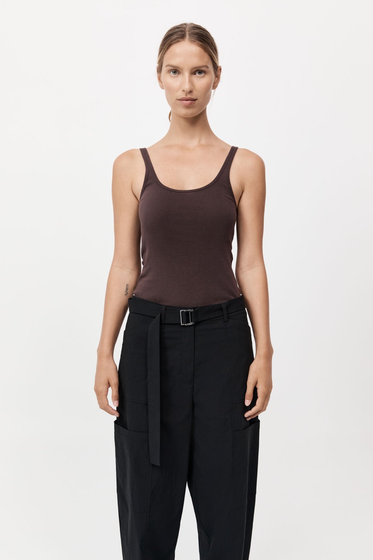 Organic Cotton Slim Scoop Tank - Raisin - 2