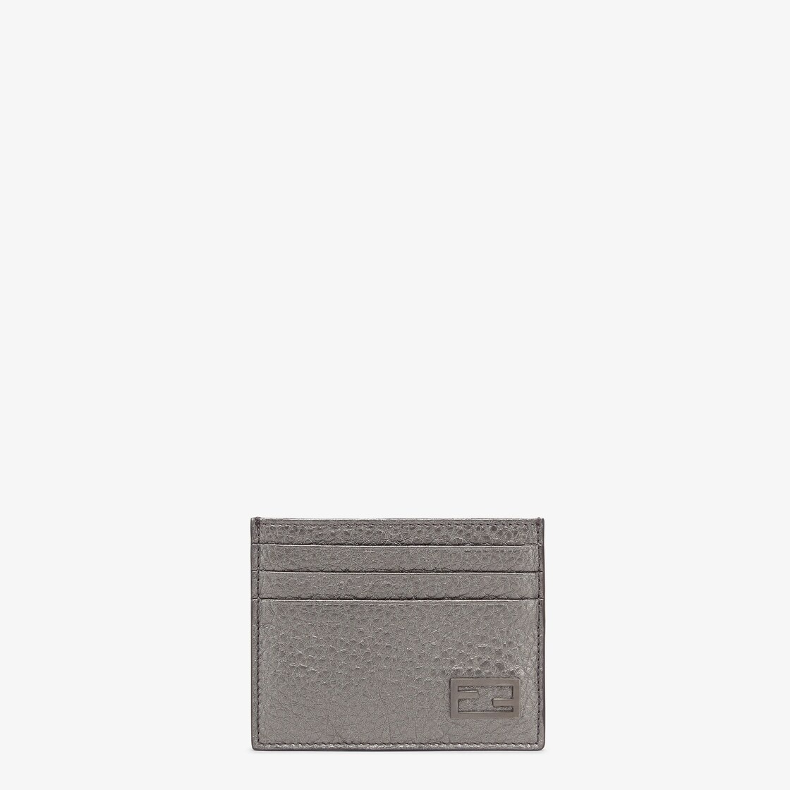 Card holder with six slots and flat central pocket. Made of gray Cuoio Romano leather. FF Baguette a - 1