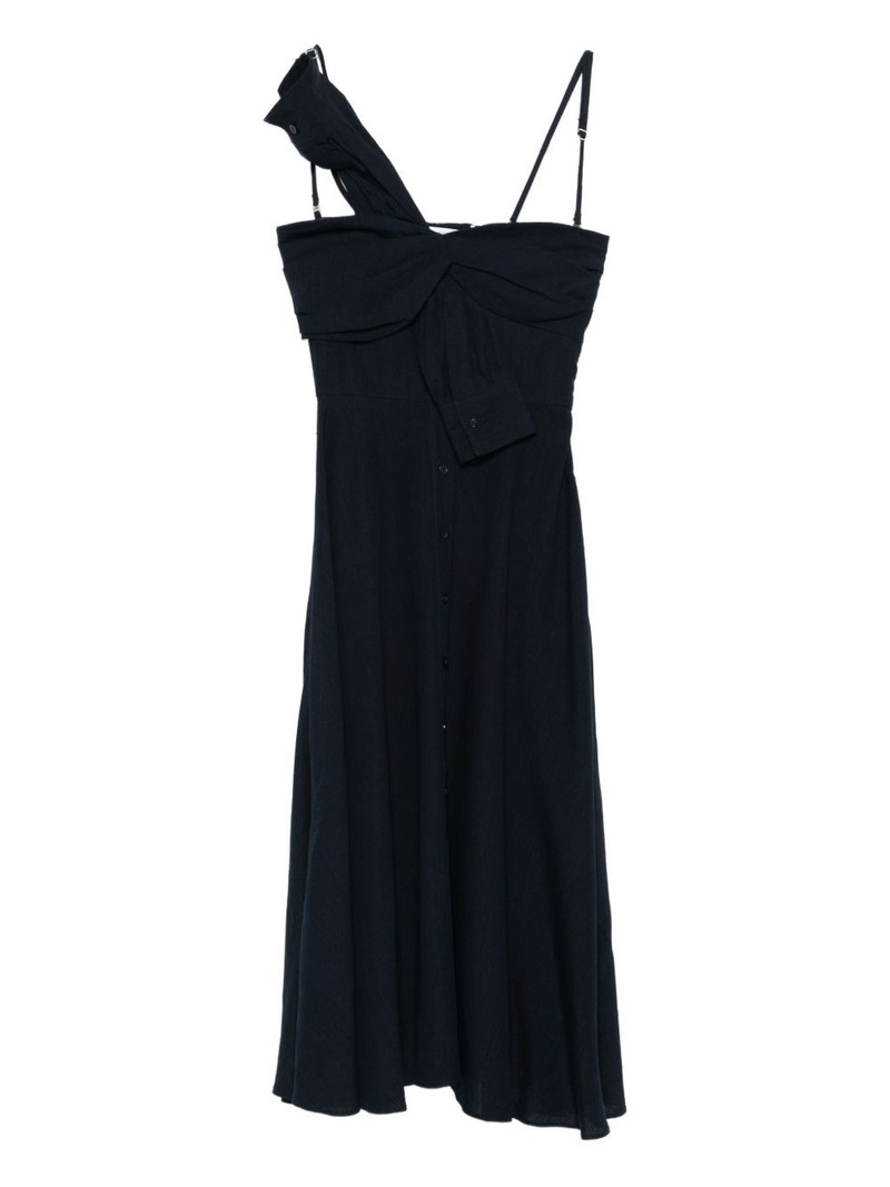 bow draped flared midi dress 1