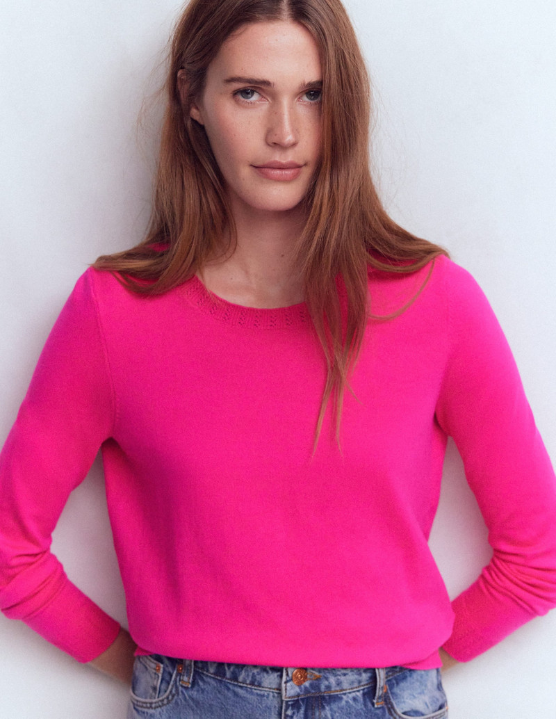 Emilia Cotton Crew Sweater-Pink Peony 5