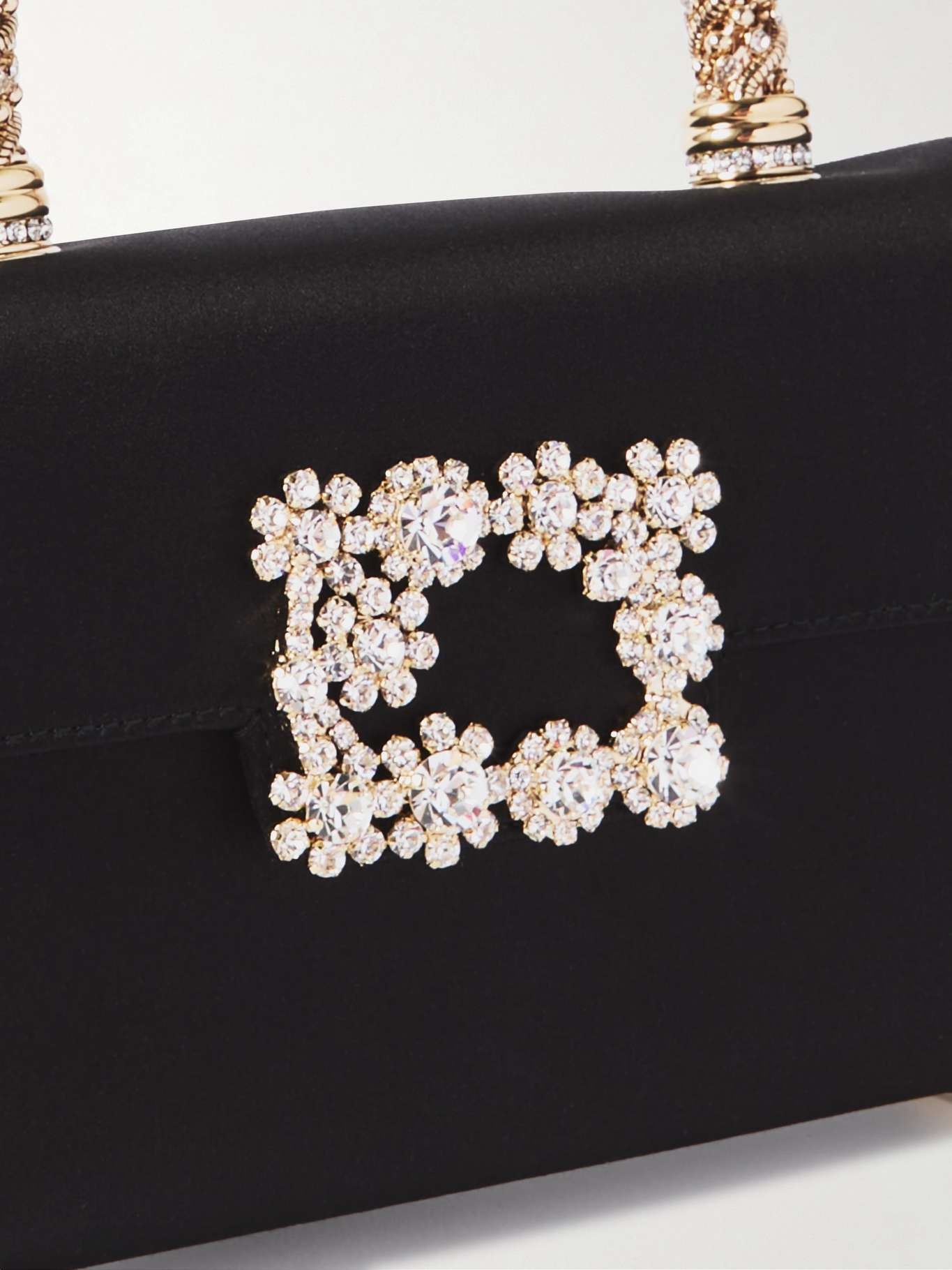 Flower crystal-embellished satin clutch - 4
