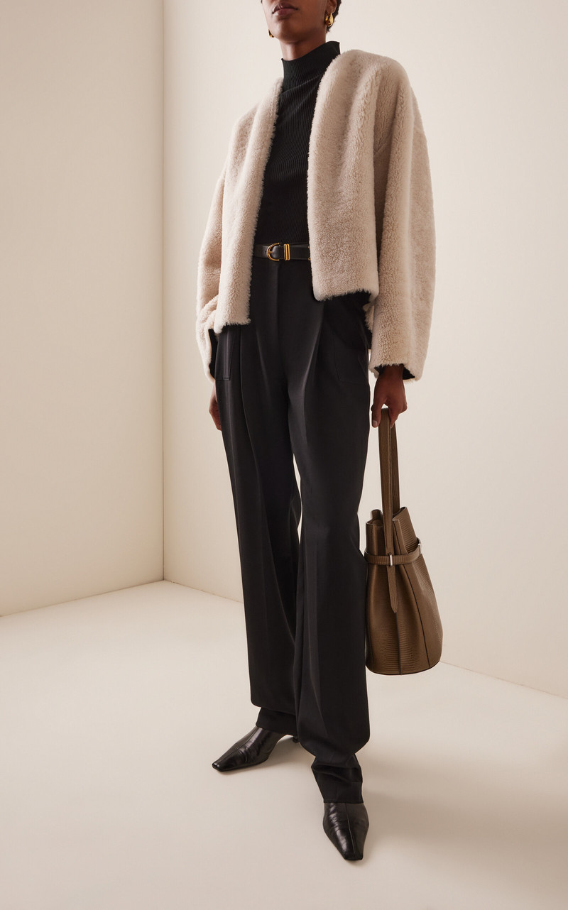 House of Dagmar Short Shearling Jacket ivory outlook