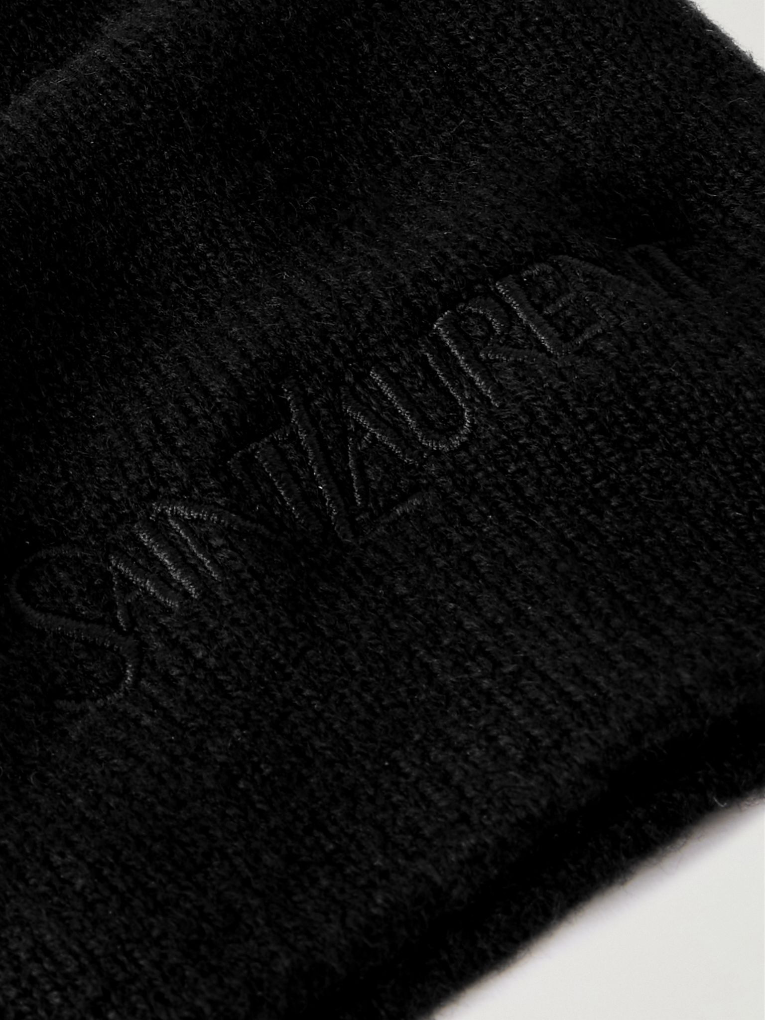 Embroidered cashmere beanie Black - 4