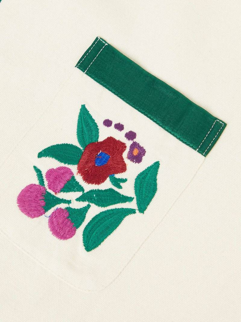 Winter Garden Satin-Trimmed Embroidered Cotton Overshirt 3