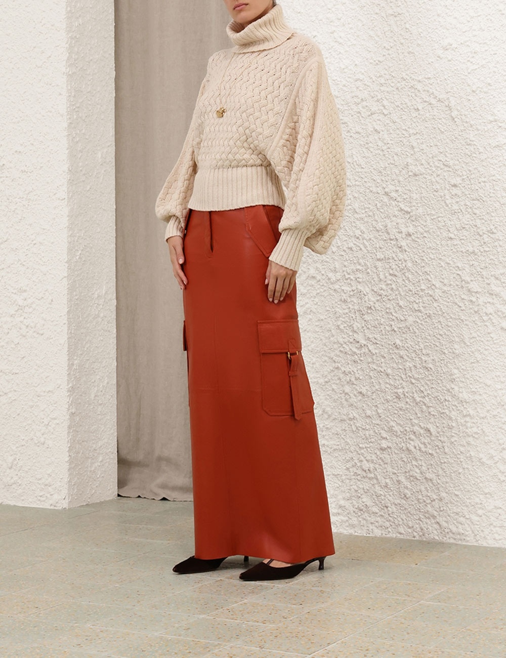 Zimmermann ILLUSTRATION LEATHER SKIRT | REVERSIBLE