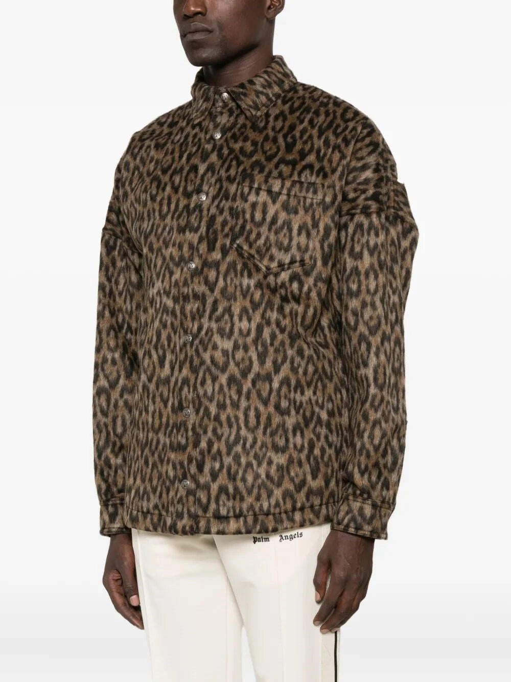 Palm Angels Men `Classic Logo` Animalier Overshirt - 5