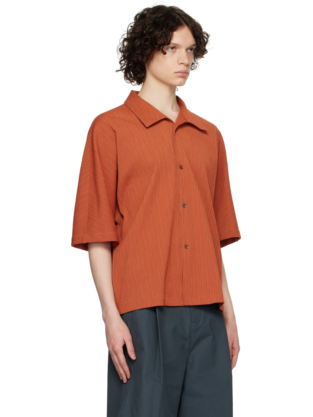 Brown Pleated Shirt - 2